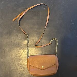 Chic Brown Crossbody Bag with Gold Hardware